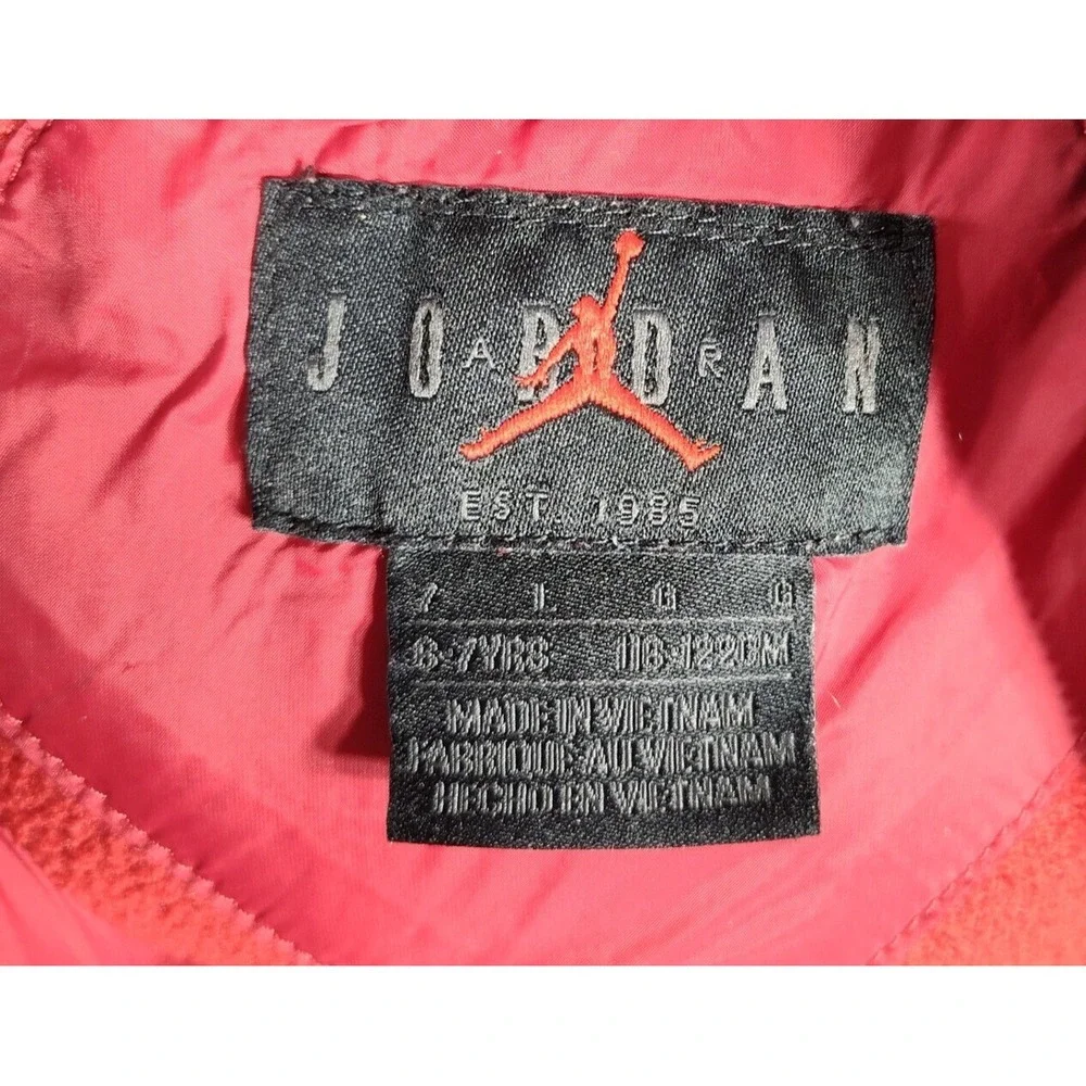 Jordan Puffer Vest Jacket Full Zip Sleeves Red Black Kids Size 6-7 Years